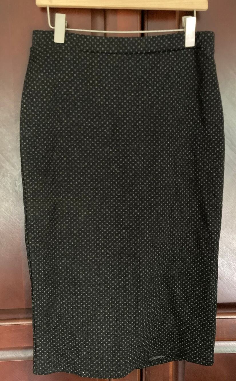 Free People -Whimsigoth Librarian Ludlow Fitted Pencil Skirt Black Polka Dot-M